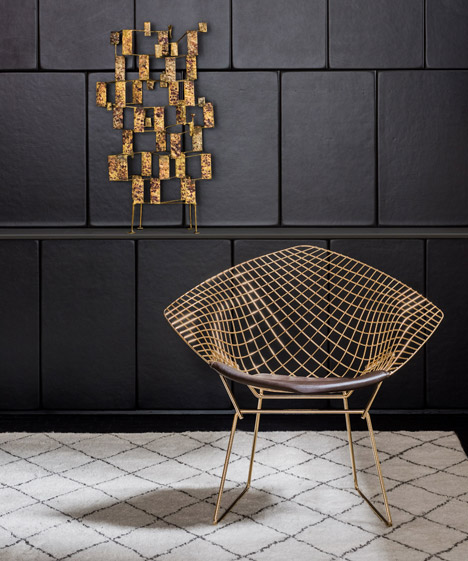 Platner and Bertoia in gold for Knoll