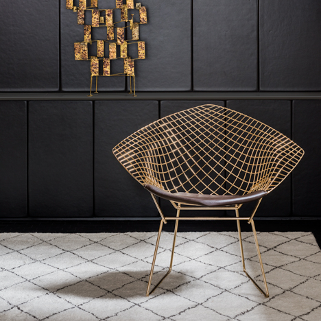 Platner and Bertoia in gold for Knoll