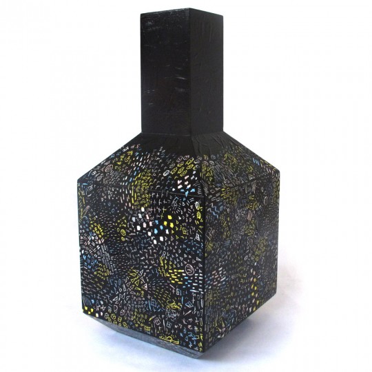 Black etched vases by Italy Ohaly