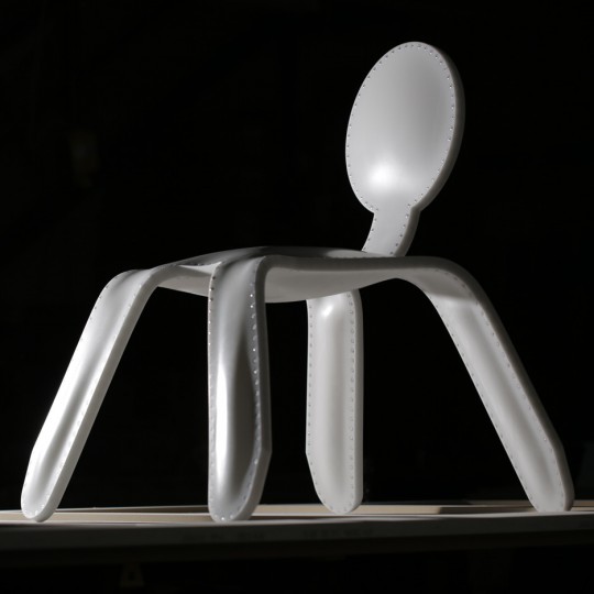 Inflated Corian chair by Rachel Harding