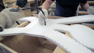 Inflated Corian chair by Rachel Harding