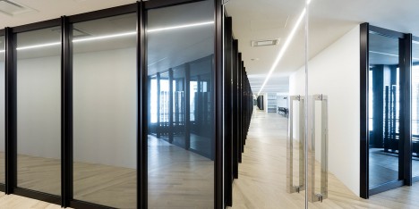 Mirrored office interiors by Nendo