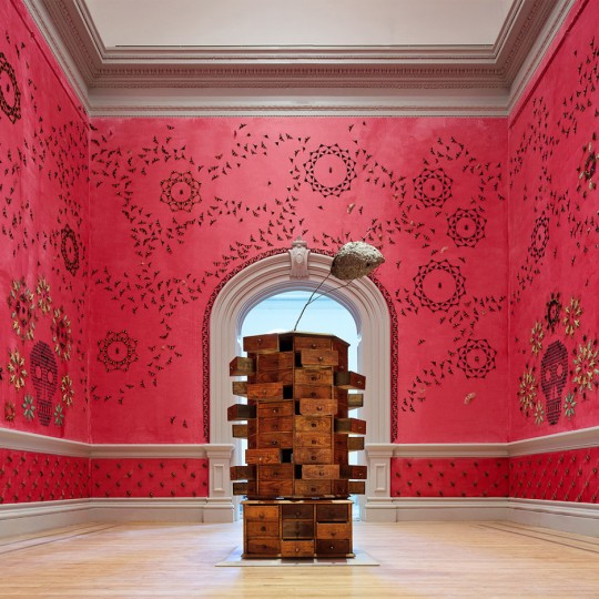 The Midnight Garden bug-covered wall installation by Jennifer Angus