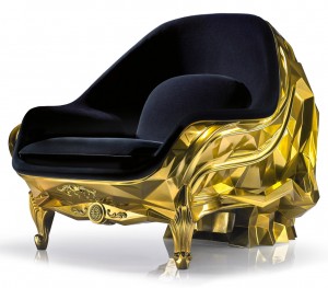 24 carat gold Skull armchair by Harow furniture