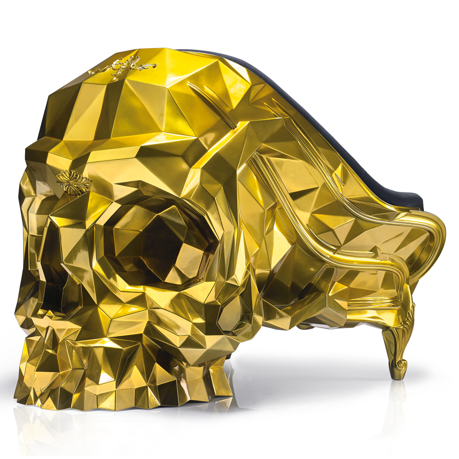 24 carat gold Skull armchair by Harow furniture