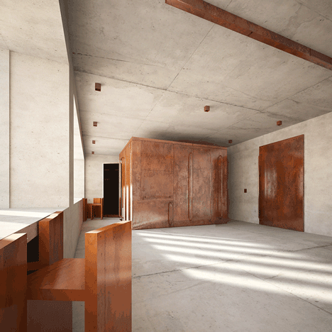 Penda designs copper “suitcase” to store paintings for Hong Kong art collector