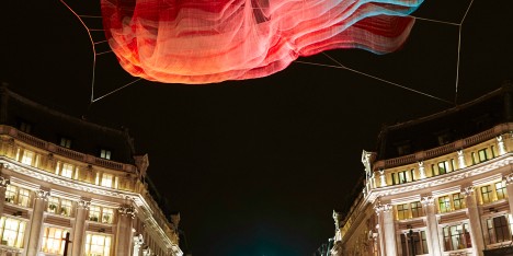 Janet Echelman 1.8 installation for Lumiere London
