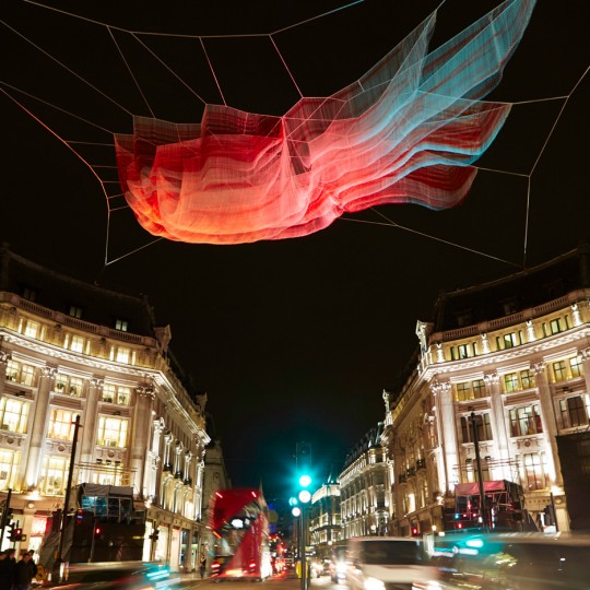 Janet Echelman 1.8 installation for Lumiere London