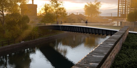 uper-thin footbridge at Kings Cross by Moxon Architects
