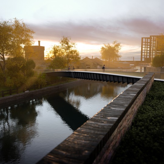 uper-thin footbridge at Kings Cross by Moxon Architects