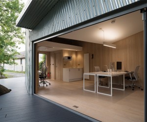 The Rivershed office built on a riverbank in Wales by Freshwest