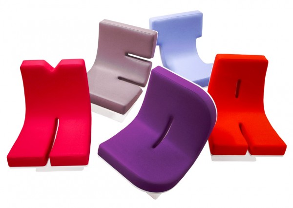 Typographia seating range by Jean Paul Gaultier for Tabisso
