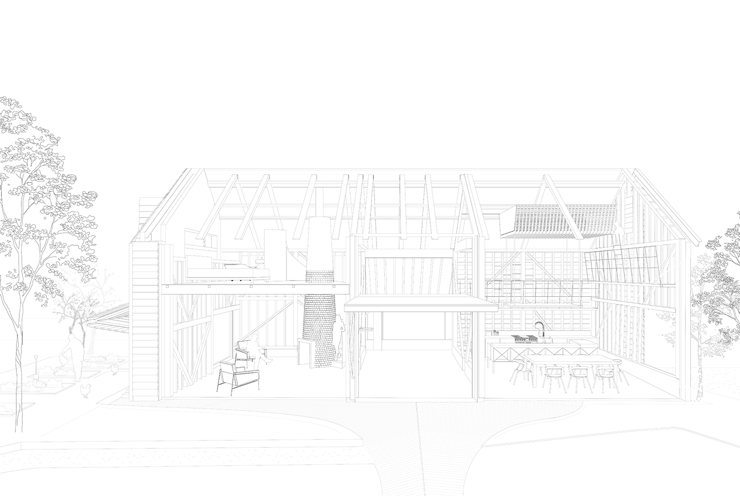 Perspective of the Ancient Party Barn by Liddicoat & Goldhill in Kent, England