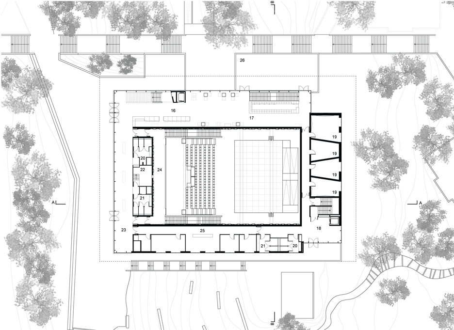 Plan of the Alb'Oru cultural centre in Bastia by DDA Architectes