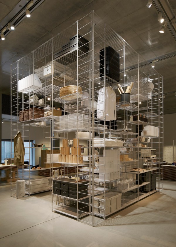 Fumihiko Sano installation with MUJI shelving