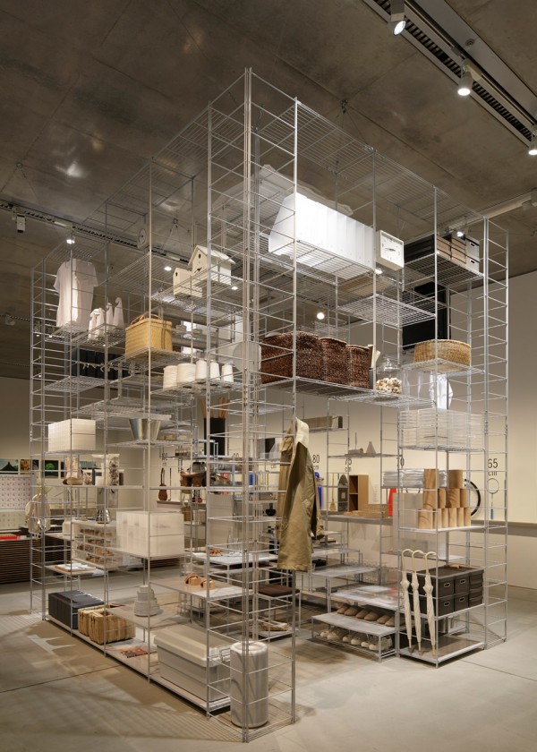 Fumihiko Sano installation with MUJI shelving