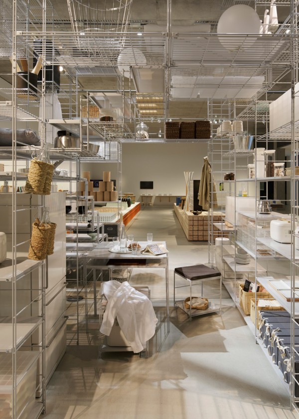 Fumihiko Sano installation with MUJI shelving