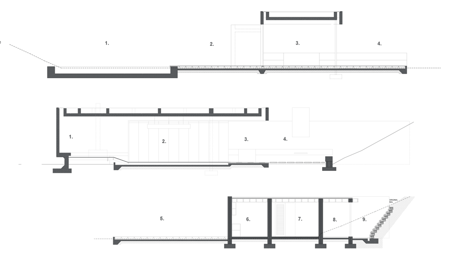 Sections of the Midden Garden Pavilion in Cape Town by Metropolis
