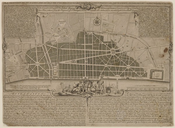 Sir Christopher Wren's plan for rebuilding the City of London after the Great Fire of 1666