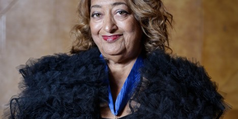 Zaha Hadid wearing her RIBA Gold Medal
