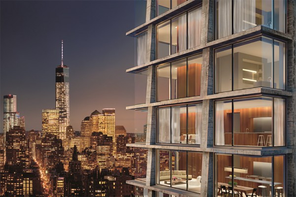 215 Chrystie in Lower Manhattan is Schrager's newest collaboration with Herzog & de Meuron combining high-end residential apartments with a luxury hotel and is due to be completed in 2016
