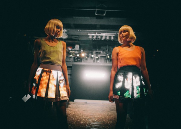 iMiniskirts at AW 15 CuteCircuit RTW Fashion Show at NYFW by Cute Circuit. Photograph by Theodoros Chliapas, courtesy of CuteCircuit