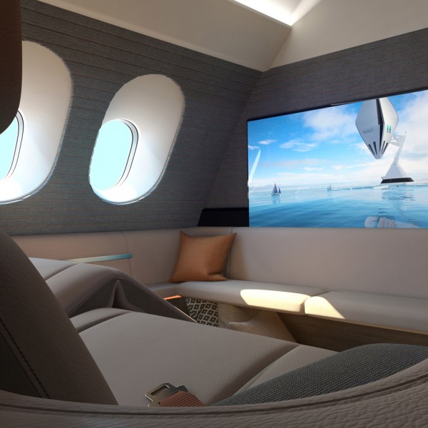 First spaces luxury aircraft lounge by Seymour Powell