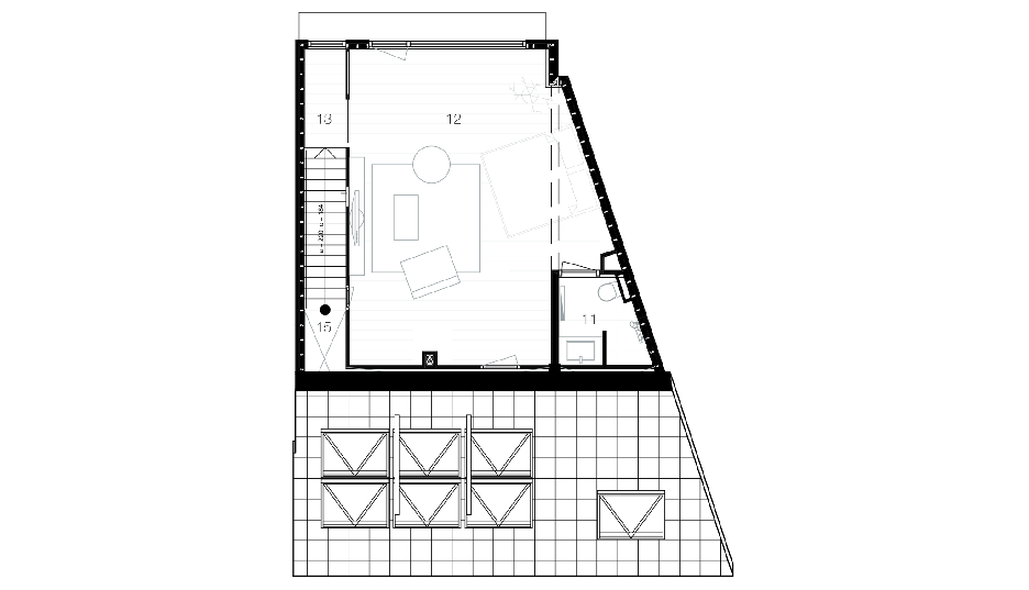 Second floor plan of House in a House by Global Architects
