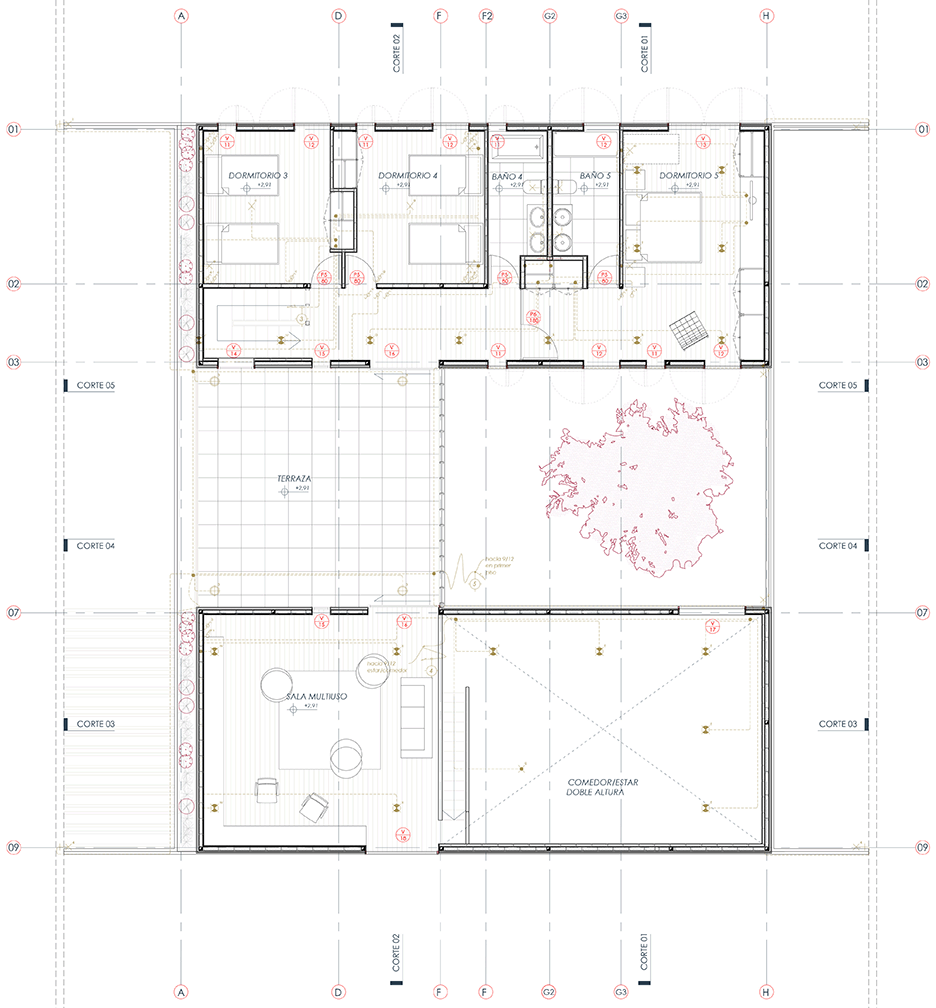 First floor plan of House LG by Gregorio Brugnoli Errázuriz