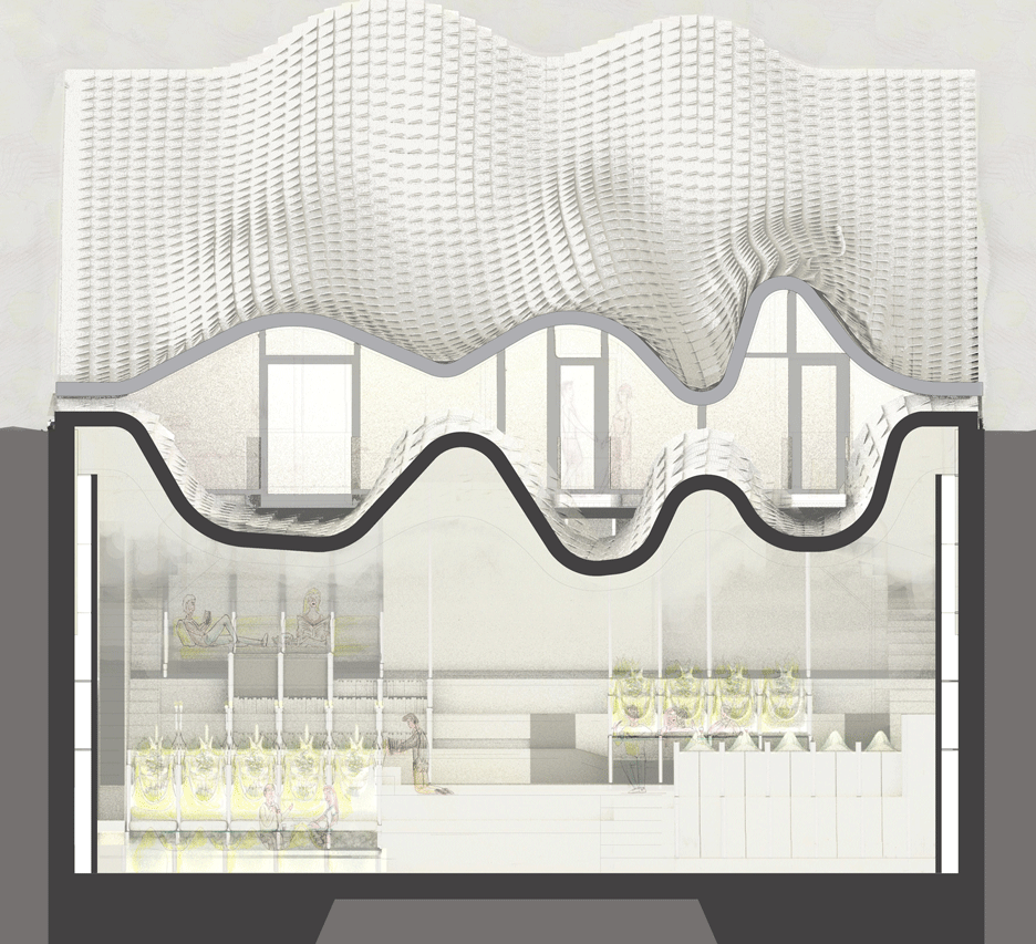 Section of House on the cliff by Gilbartolome Architects in Granada, Spain