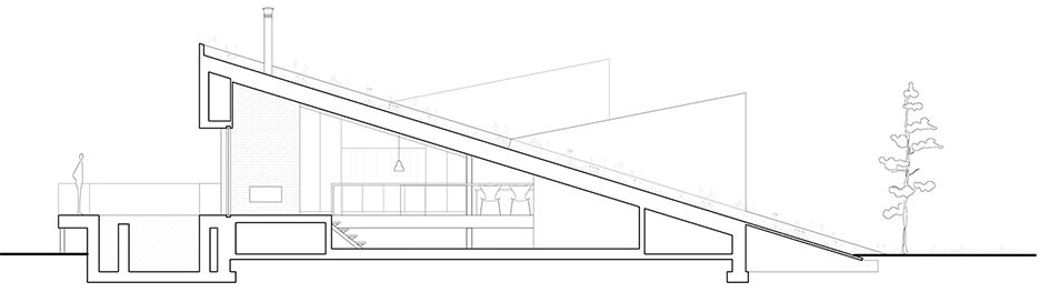 Long section 3 of house PIBO by Oyo Architects in Maldegem, Belgium