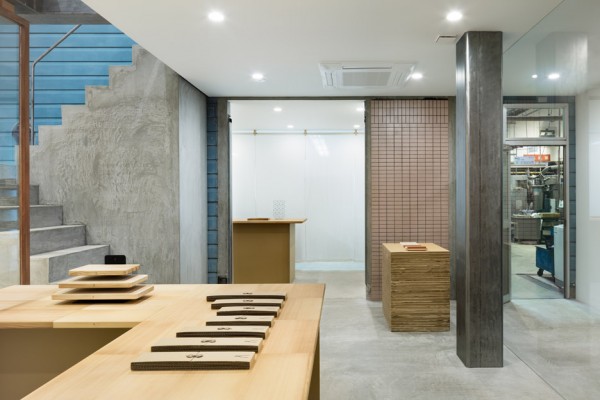 Japanese traditional Blacksmithing knife factory showroom by Yusuke Seki Design Studio