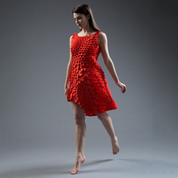 Kinematic Petal Dress by Nervous System designed for the Museum of Fine Arts Boston exhibition