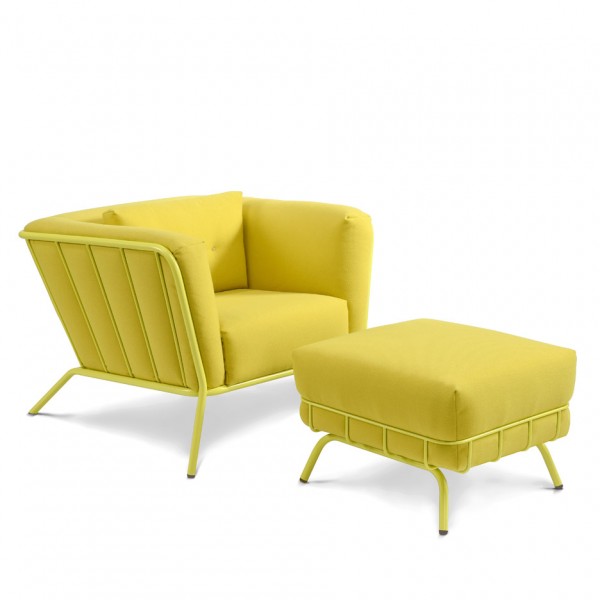 Ineke Hans' Plouf armchair and pouffe for Moome