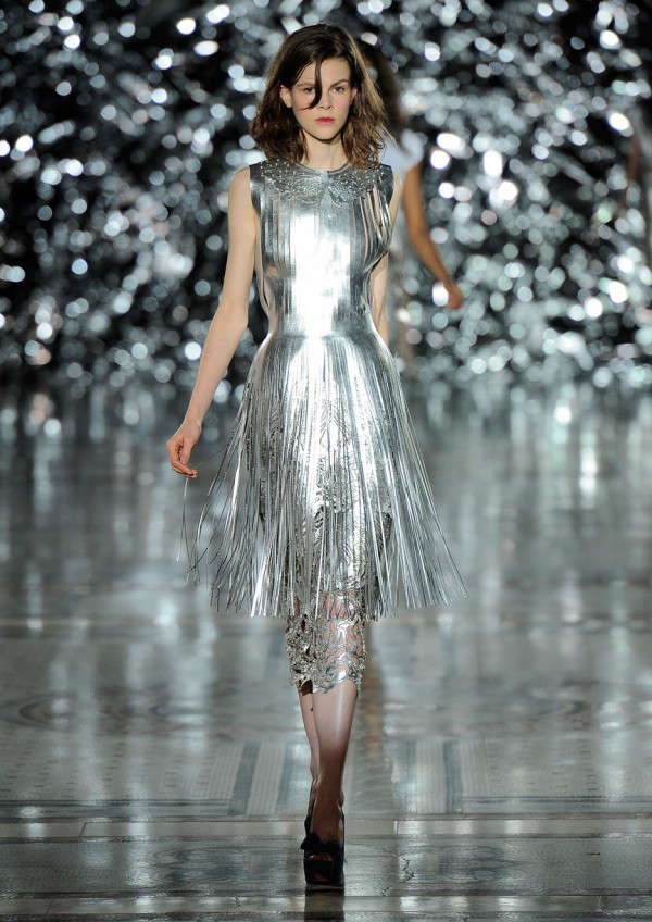 Metallic Leather Fringe Dress by Giles Deacon, 2012