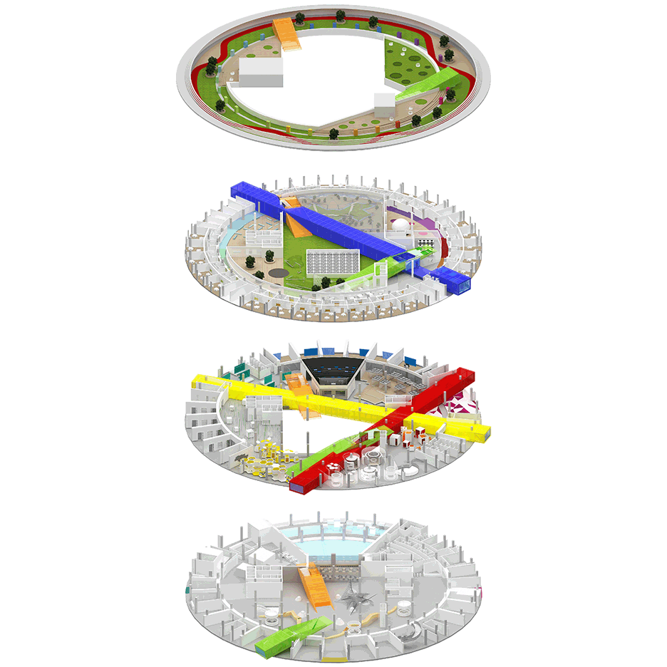 Axonometric of Soyoo Joyful Growth Center by Crossboundaries