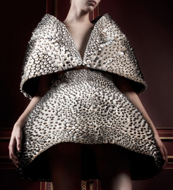 Anthozoa cape and skirt from the Voltage collection by Iris van Herpen and Neri Oxman, 2013. Printed by Stratasys
