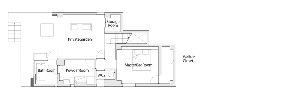 Level one plan T Weekend Residence by Process5 Design in Japan