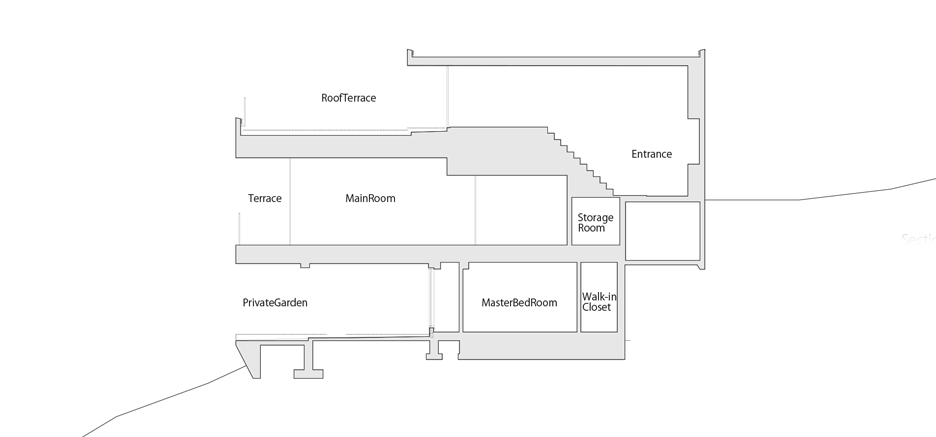 Section of T Weekend Residence by Process5 Design in Japan