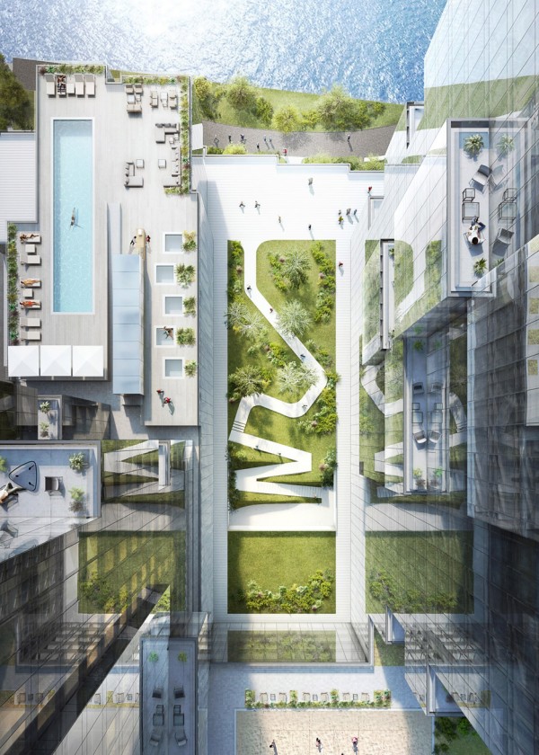 416-420 Kent by ODA in Brooklyn, New York, USA residential apartment block architecture, irregularly stacked boxes