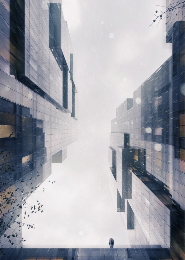 416-420 Kent by ODA in Brooklyn, New York, USA residential apartment block architecture, irregularly stacked boxes