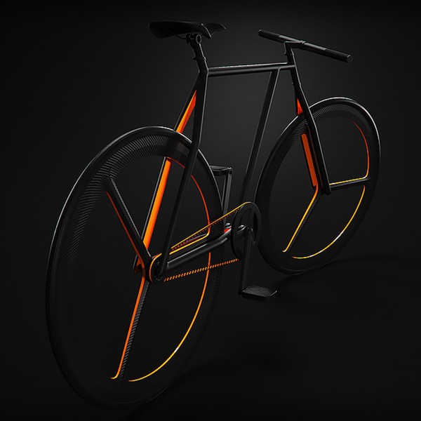 Ion Lucin’s Baik bicycle has vivid orange accents and “as few lines as possible”