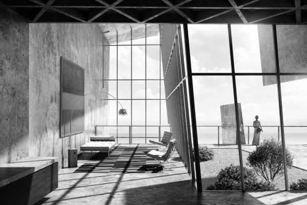 Cliff Top Retreat by Alex Hogrefe of Visualizing Architecture conceptual concrete architecture