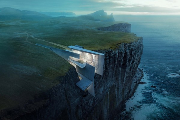 Cliff Top Retreat by Alex Hogrefe of Visualizing Architecture conceptual concrete architecture