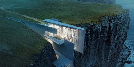 Cliff Top Retreat by Alex Hogrefe of Visualizing Architecture conceptual concrete architecture