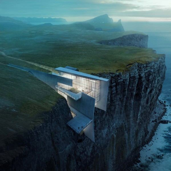 Cliff Top Retreat by Alex Hogrefe of Visualizing Architecture conceptual concrete architecture