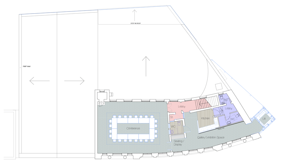 Upper floor plan of Glasgow Women's Library by Collective Architecture in Glasgow, Scotland, UK