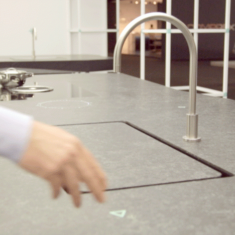 Tipic’s smart Tulèr kitchen features a sink that appears with the wave of a hand
