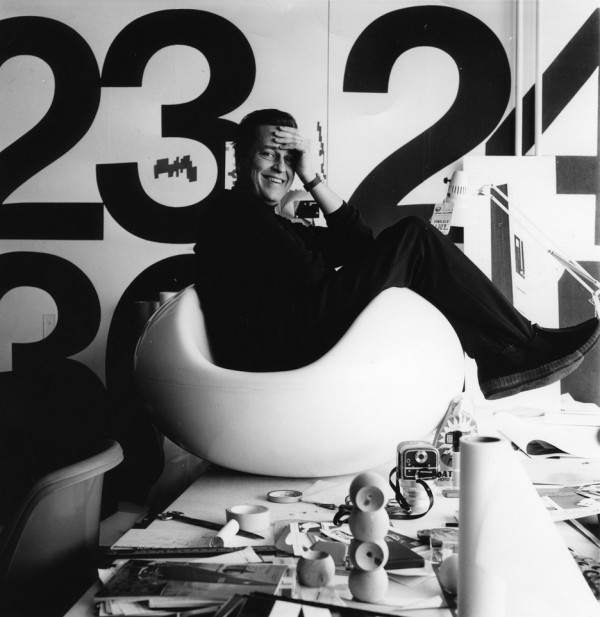 Eero Aarnio in the Pastil Chair in his studio, 1968