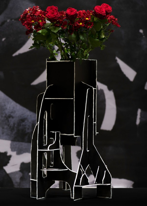 Made from sheet metal, the series was then welded together and painted